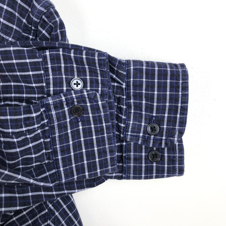 Dockers Long Sleeve Button-Down Check Shirt, Men's Size L cotton blue type Vintage Second Hand