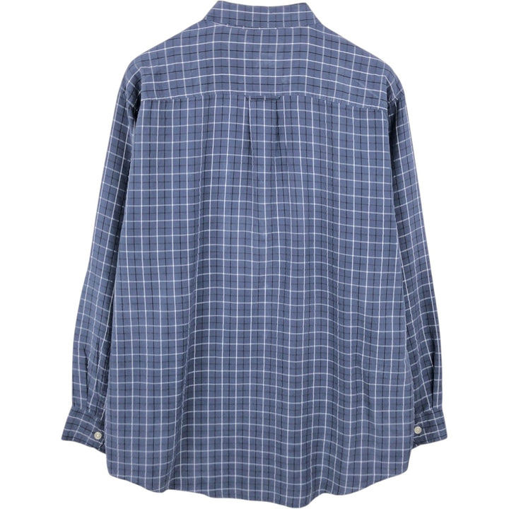 Orvis Long-Sleeve Button-Down Check Shirt, Men's Size M (approx.) Rayon blue type Vintage Second Hand