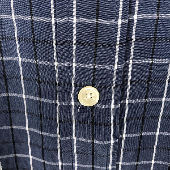Orvis Long-Sleeve Button-Down Check Shirt, Men's Size M (approx.) Rayon blue type Vintage Second Hand