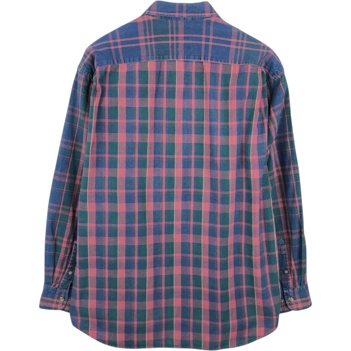 Dockers INDIGO Long-Sleeve Button-Down Check Shirt, Men's Size L (approx.) cotton pink type Vintage Second Hand