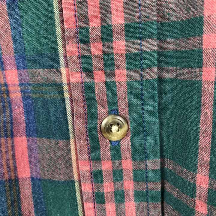 Dockers INDIGO Long-Sleeve Button-Down Check Shirt, Men's Size L (approx.) cotton pink type Vintage Second Hand