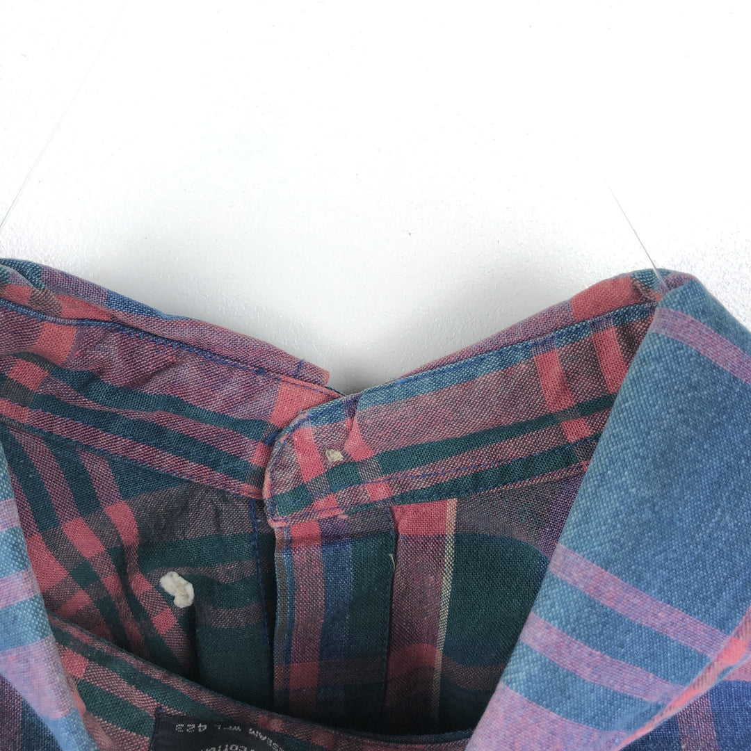 Dockers INDIGO Long-Sleeve Button-Down Check Shirt, Men's Size L (approx.) cotton pink type Vintage Second Hand
