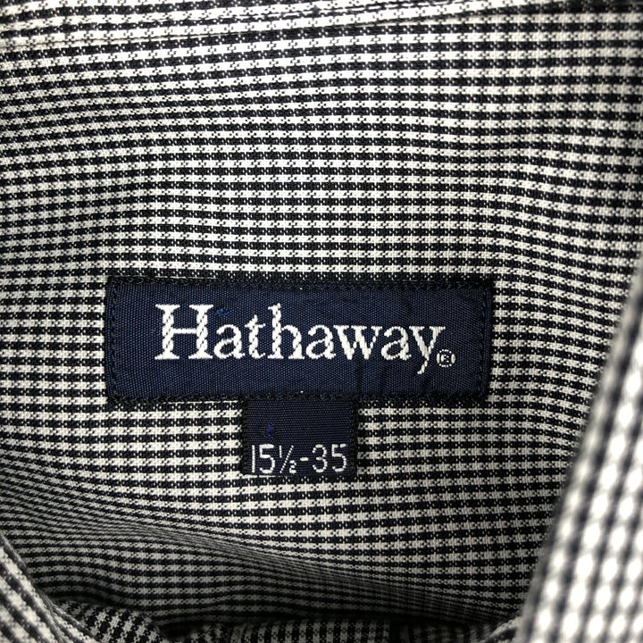 90'S HATHAWAY Short-Sleeve Button-Down Check Shirt, Made in USA, Men's Size M (Equivalent), Vintage cotton white type Vintage Second Hand