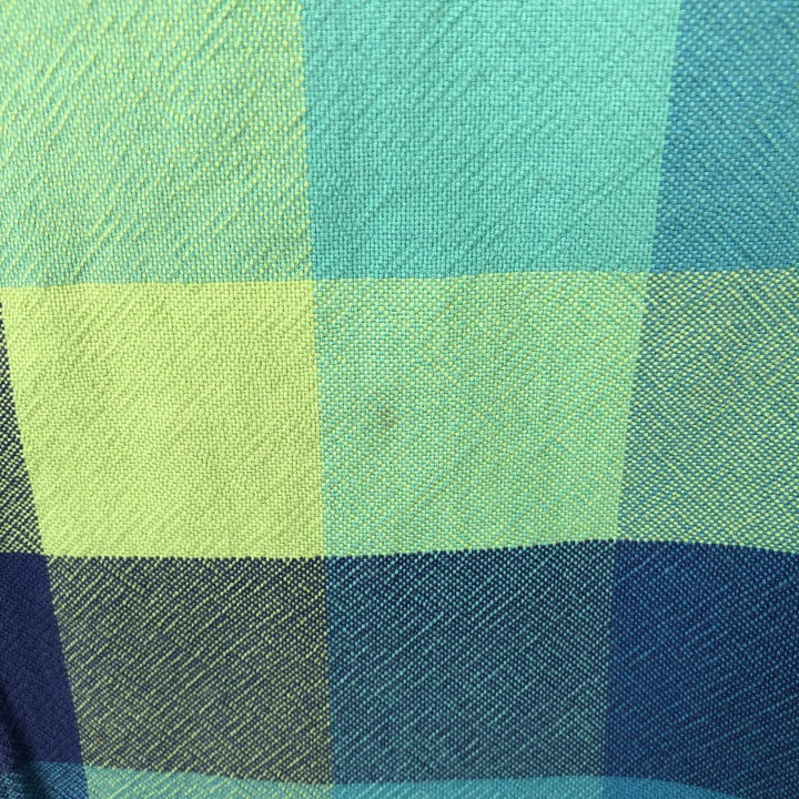 GENE Long-Sleeve Cotton Check Shirt, Made in Italy, Men's Size M (approx.) cotton green type yellow green Vintage Second Hand