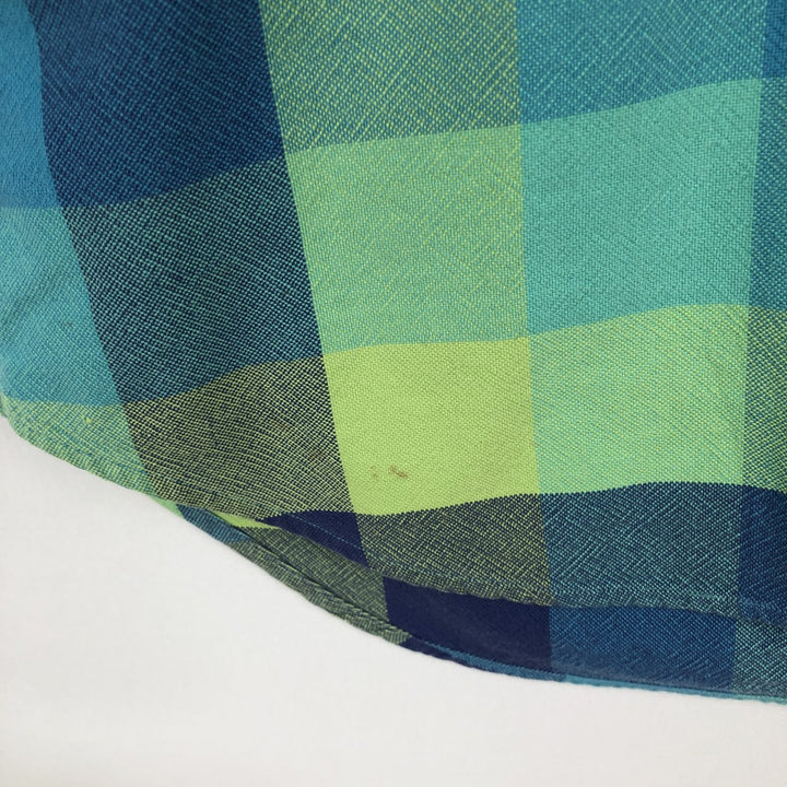 GENE Long-Sleeve Cotton Check Shirt, Made in Italy, Men's Size M (approx.) cotton green type yellow green Vintage Second Hand