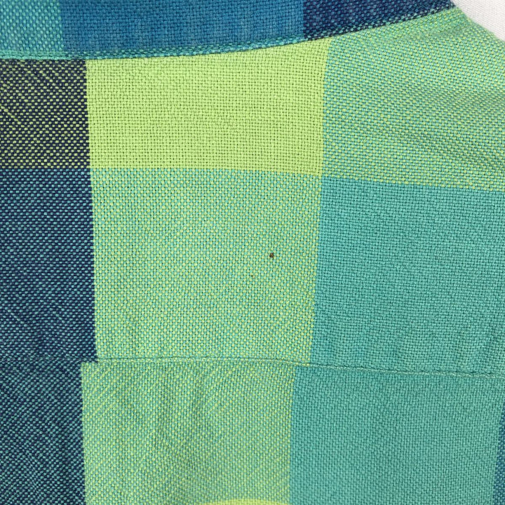 GENE Long-Sleeve Cotton Check Shirt, Made in Italy, Men's Size M (approx.) cotton green type yellow green Vintage Second Hand