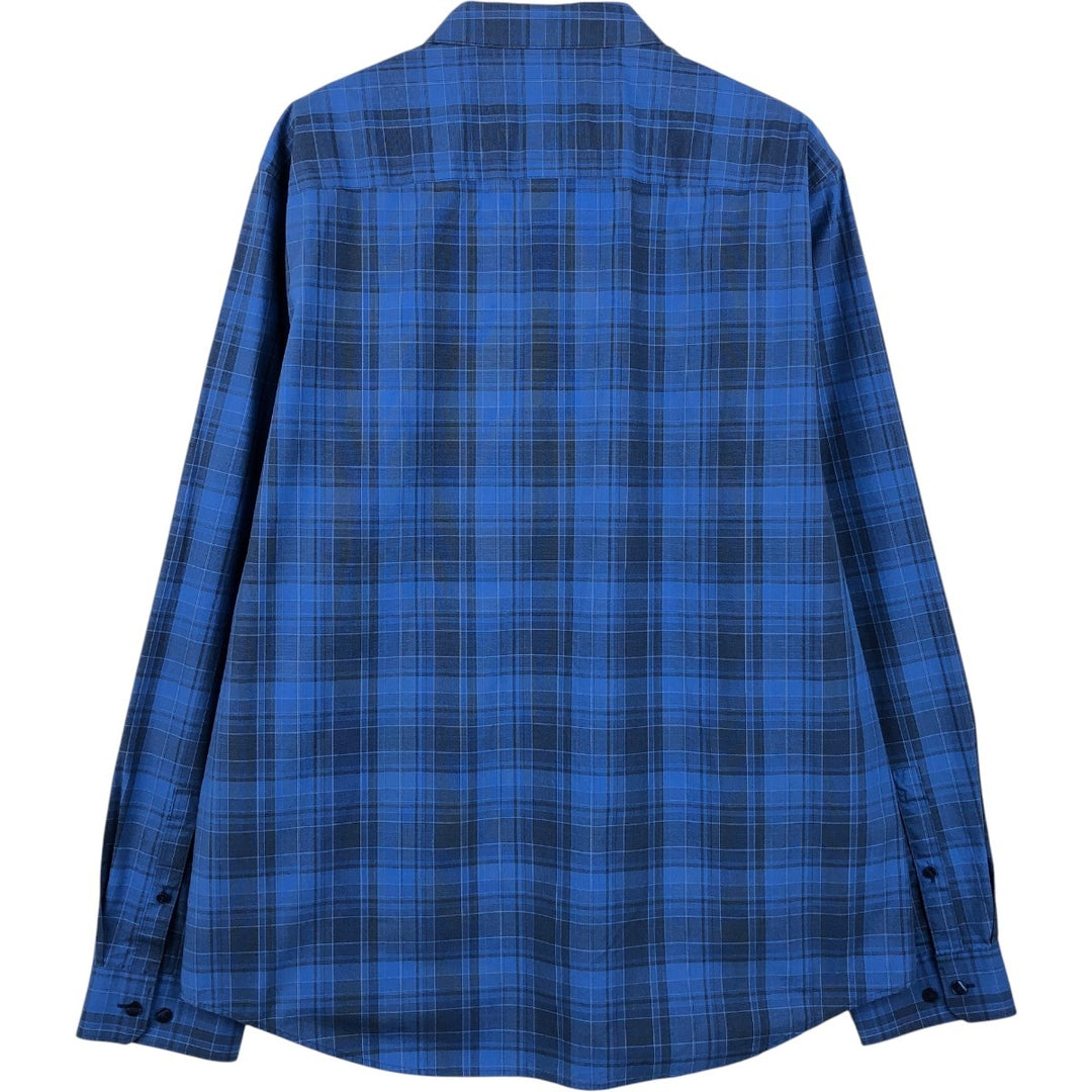 Calvin Klein long-sleeved cotton check shirt, men's size XL cotton blue type Vintage Second Hand