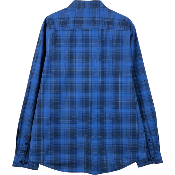 Calvin Klein long-sleeved cotton check shirt, men's size XL cotton blue type Vintage Second Hand