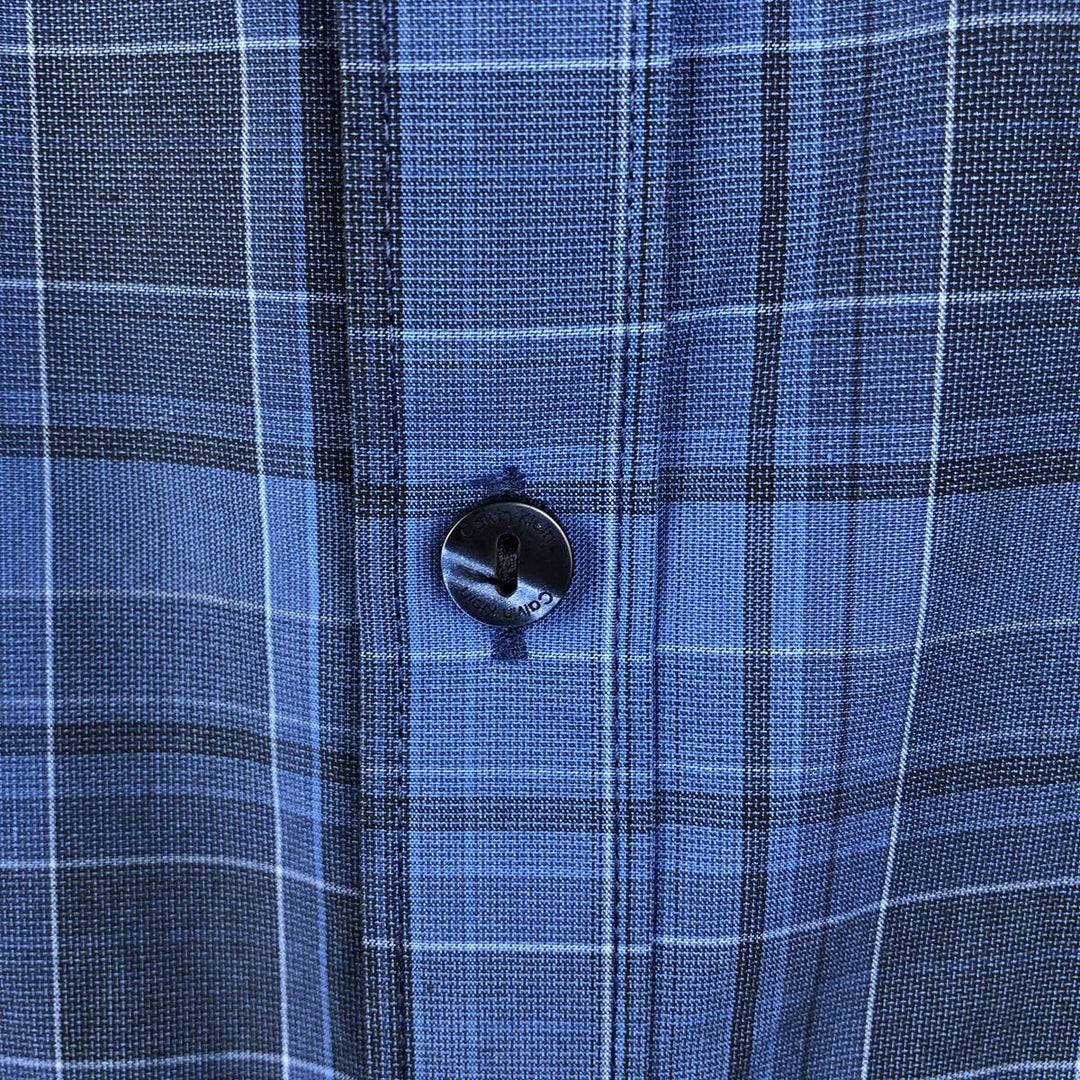 Calvin Klein long-sleeved cotton check shirt, men's size XL cotton blue type Vintage Second Hand