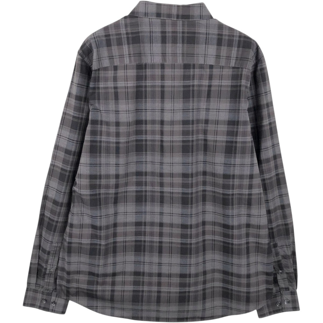 Calvin Klein Check Pattern Long-Sleeve Cotton Check Shirt, Men's Size L (approx.) cotton black type Vintage Second Hand