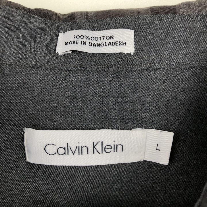 Calvin Klein Check Pattern Long-Sleeve Cotton Check Shirt, Men's Size L (approx.) cotton black type Vintage Second Hand