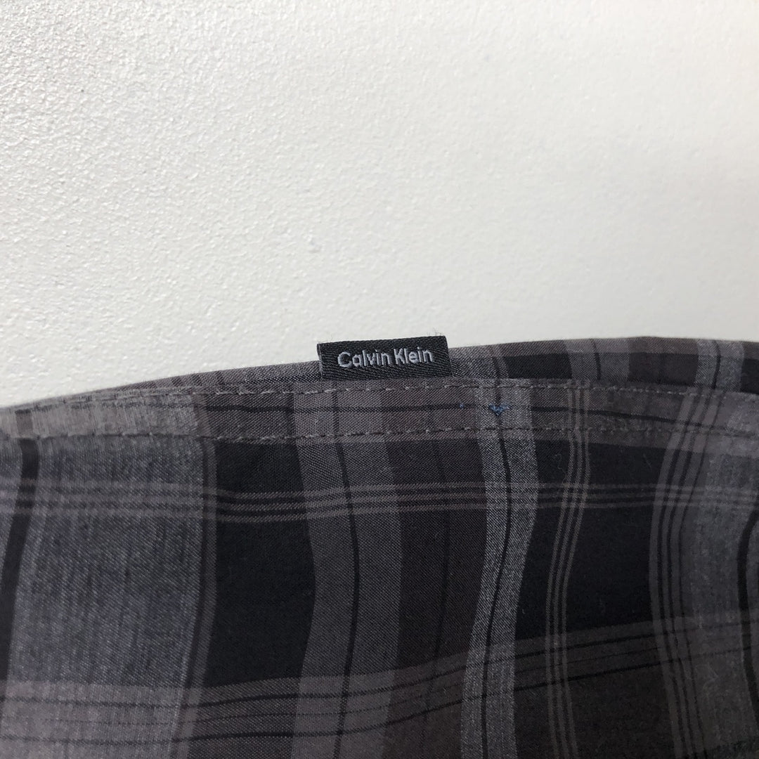 Calvin Klein Check Pattern Long-Sleeve Cotton Check Shirt, Men's Size L (approx.) cotton black type Vintage Second Hand