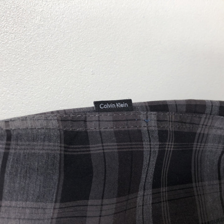 Calvin Klein Check Pattern Long-Sleeve Cotton Check Shirt, Men's Size L (approx.) cotton black type Vintage Second Hand