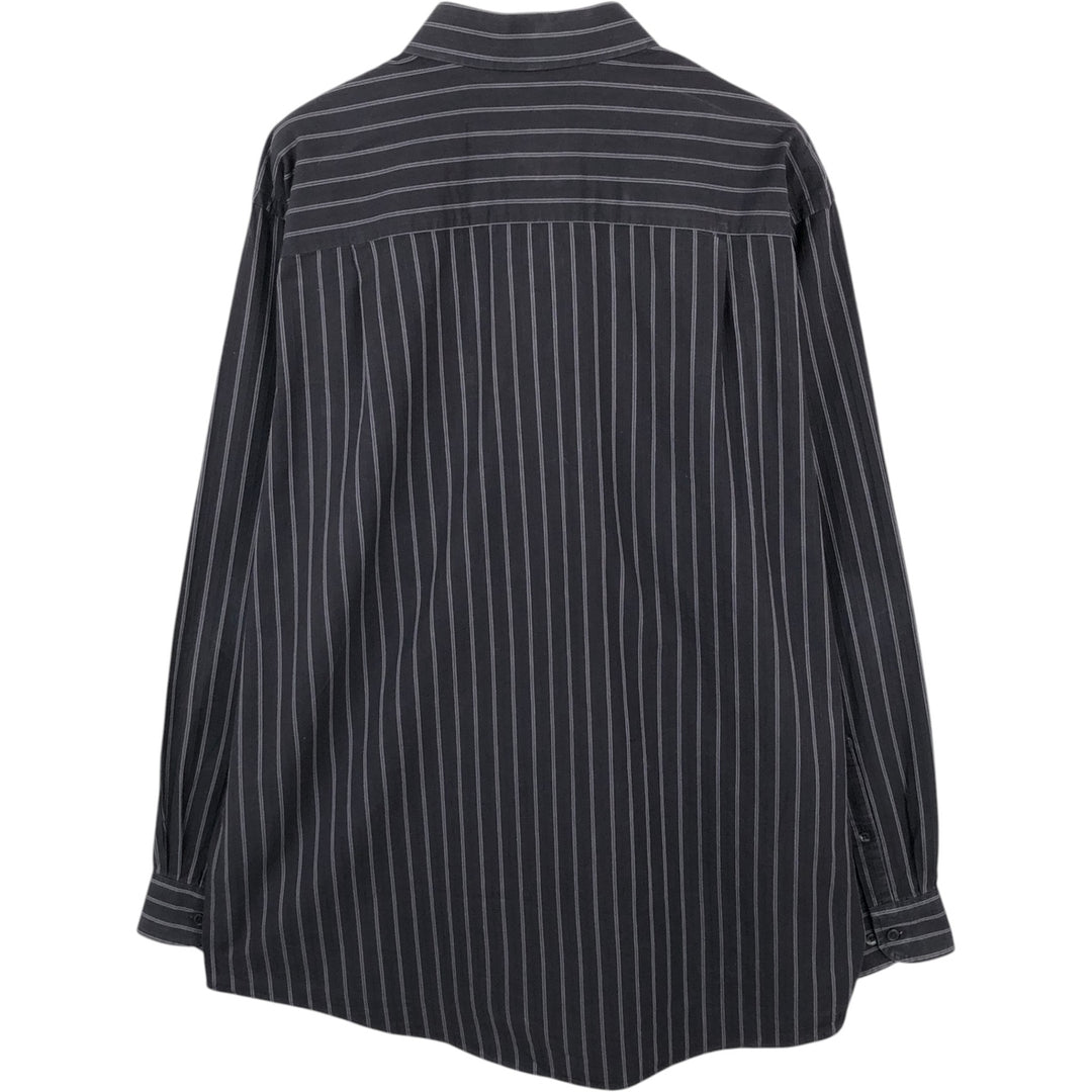 90s-00'S Calvin Klein long-sleeved cotton striped shirt, men's size XL. cotton black type Vintage Second Hand