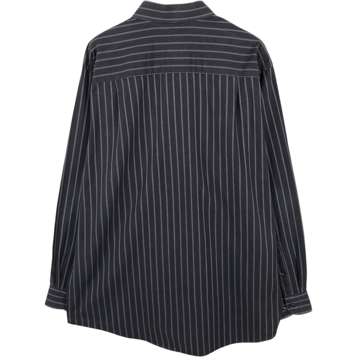 90s-00'S Calvin Klein long-sleeved cotton striped shirt, men's size XL. cotton black type Vintage Second Hand