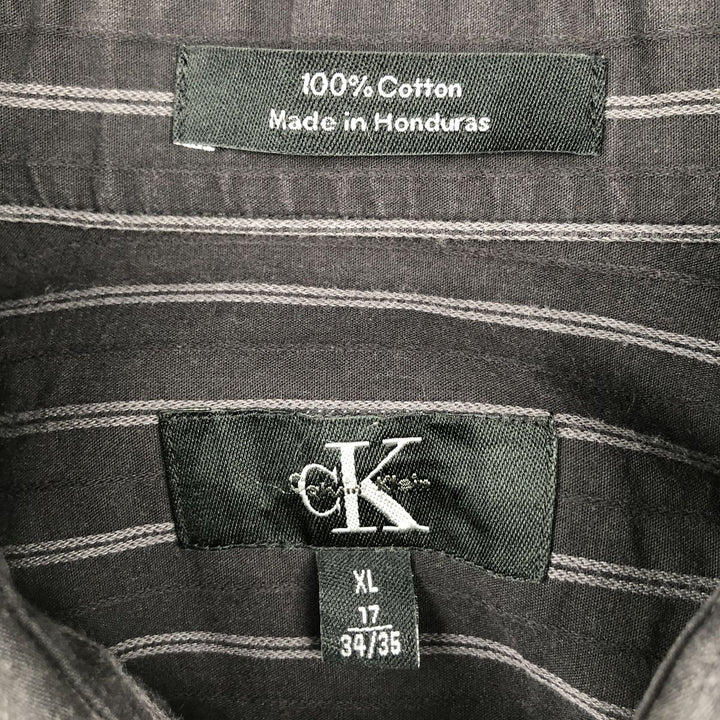 90s-00'S Calvin Klein long-sleeved cotton striped shirt, men's size XL. cotton black type Vintage Second Hand
