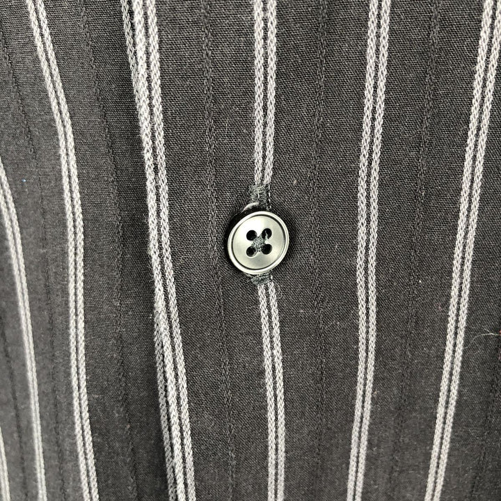 90s-00'S Calvin Klein long-sleeved cotton striped shirt, men's size XL. cotton black type Vintage Second Hand