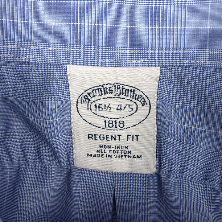 Brooks Brothers 1818 Regent Fit Long Sleeve Cotton Check Shirt, Men's Size L cotton blue type Vintage Second Hand