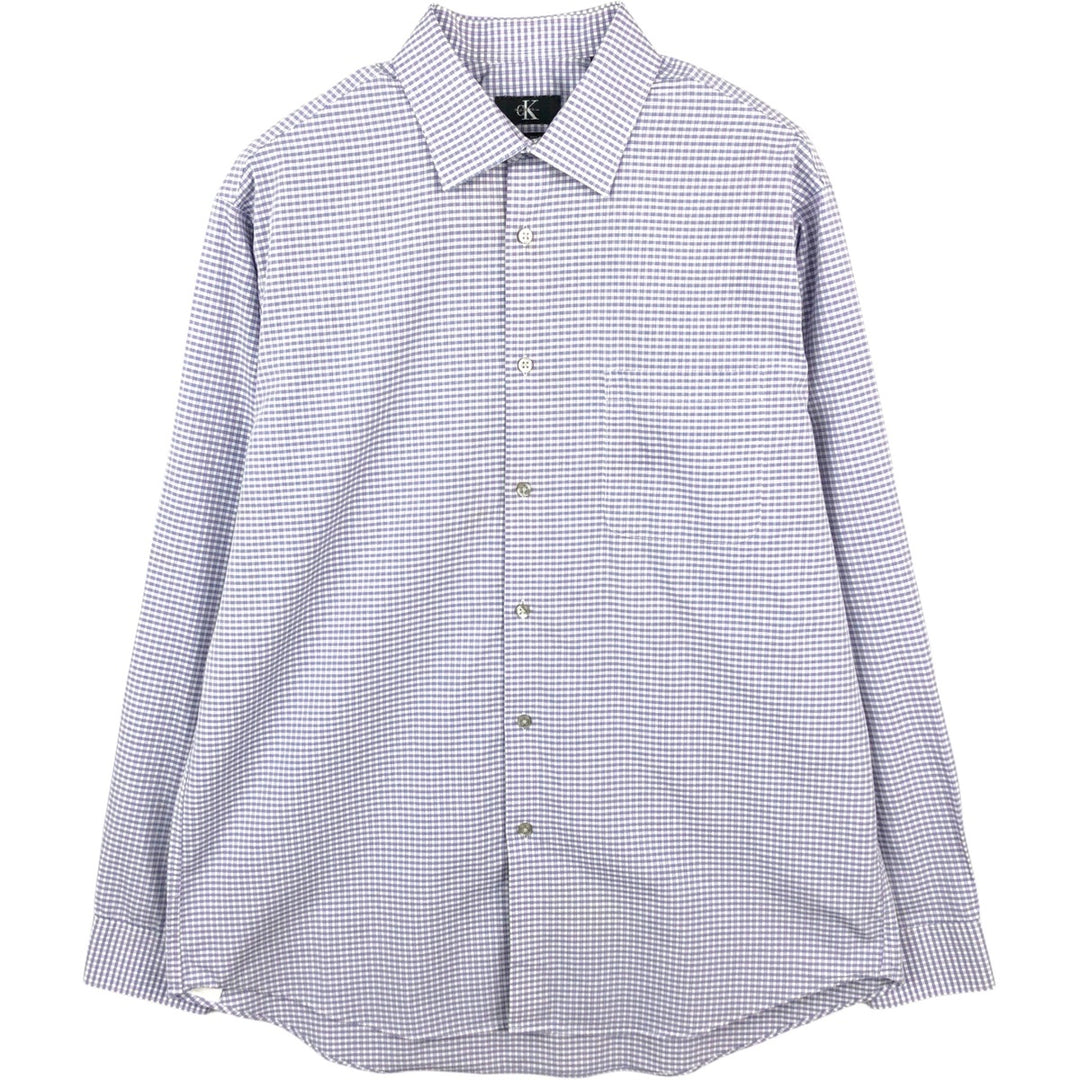 90s-00'S Calvin Klein Regular Fit Long-Sleeve Cotton Check Shirt, Men's Size L (approx.) cotton purple type Vintage Second Hand