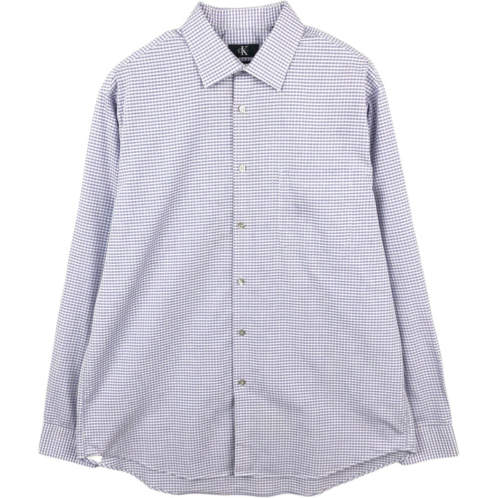 90s-00'S Calvin Klein Regular Fit Long-Sleeve Cotton Check Shirt, Men's Size L (approx.) cotton purple type Vintage Second Hand