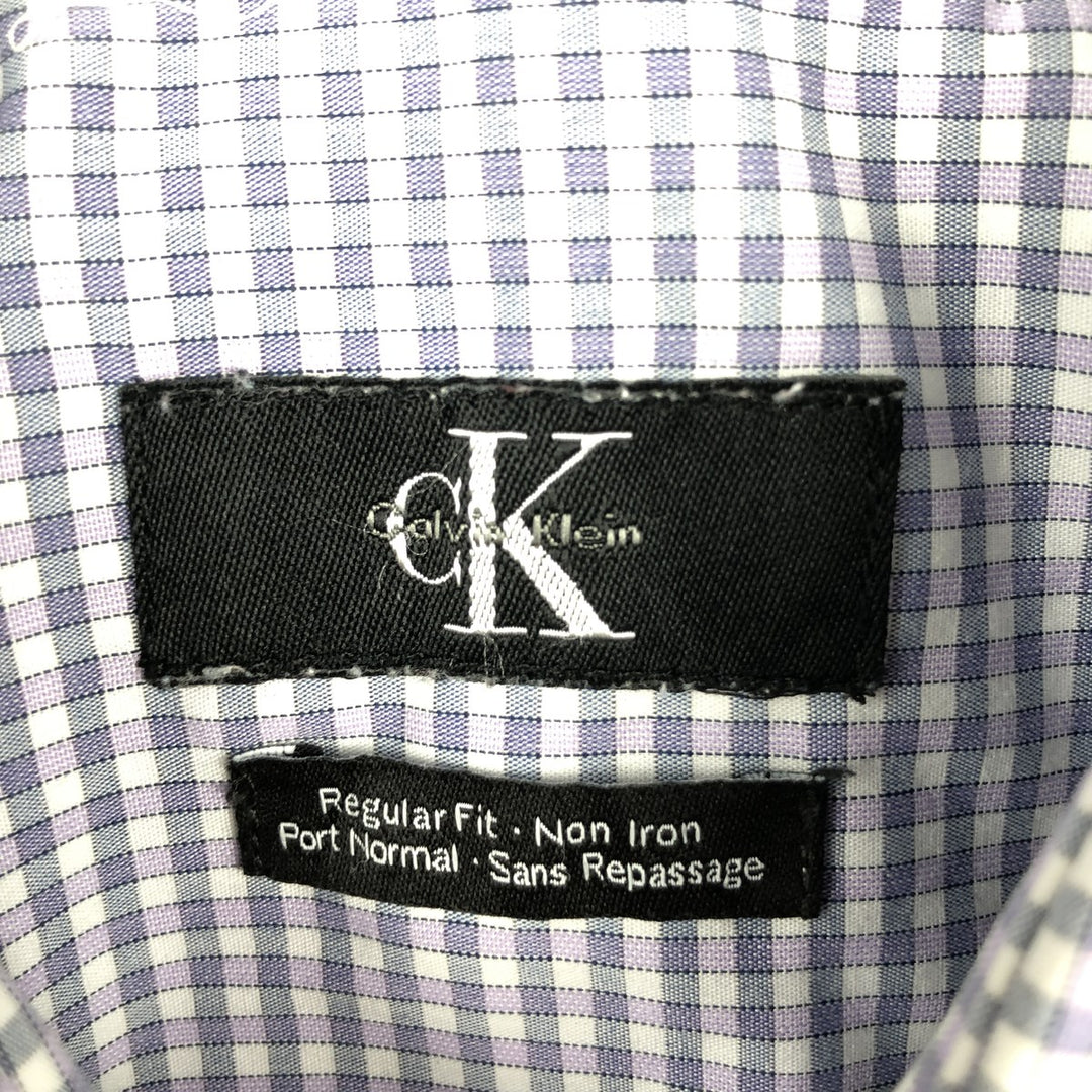 90s-00'S Calvin Klein Regular Fit Long-Sleeve Cotton Check Shirt, Men's Size L (approx.) cotton purple type Vintage Second Hand