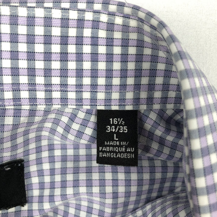 90s-00'S Calvin Klein Regular Fit Long-Sleeve Cotton Check Shirt, Men's Size L (approx.) cotton purple type Vintage Second Hand