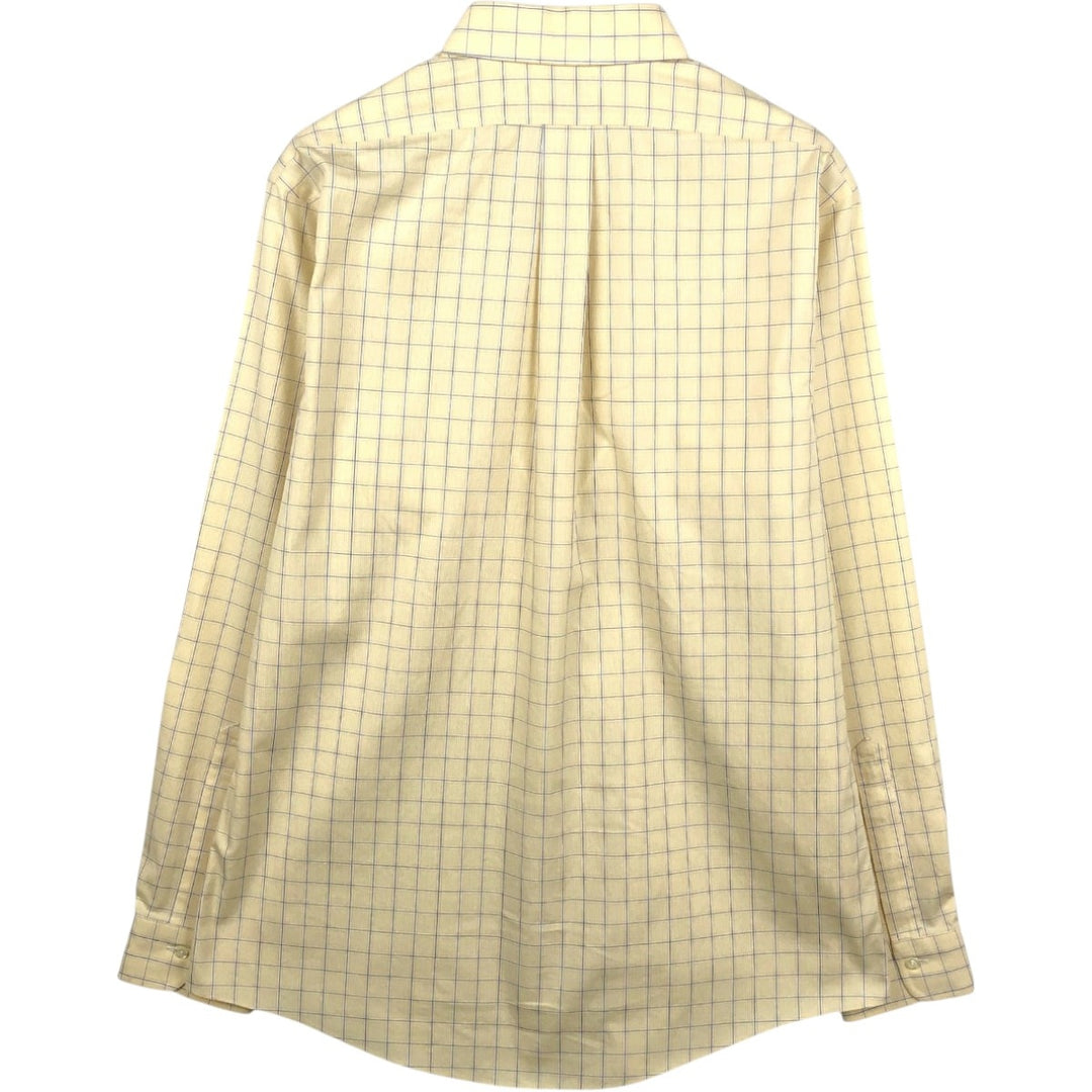 Brooks Brothers Est.1818 Check Pattern Long-Sleeve Cotton Check Shirt, Men's Size L (approx.) cotton yellow type Vintage Second Hand