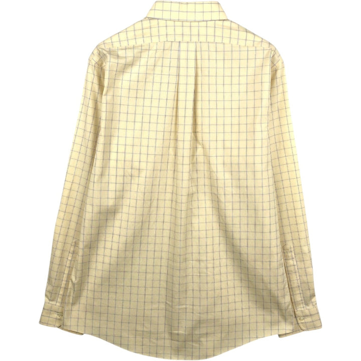 Brooks Brothers Est.1818 Check Pattern Long-Sleeve Cotton Check Shirt, Men's Size L (approx.) cotton yellow type Vintage Second Hand