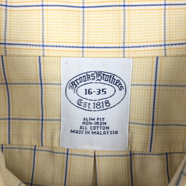 Brooks Brothers Est.1818 Check Pattern Long-Sleeve Cotton Check Shirt, Men's Size L (approx.) cotton yellow type Vintage Second Hand