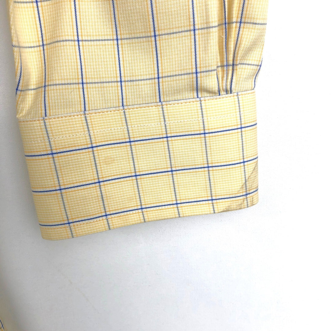Brooks Brothers Est.1818 Check Pattern Long-Sleeve Cotton Check Shirt, Men's Size L (approx.) cotton yellow type Vintage Second Hand