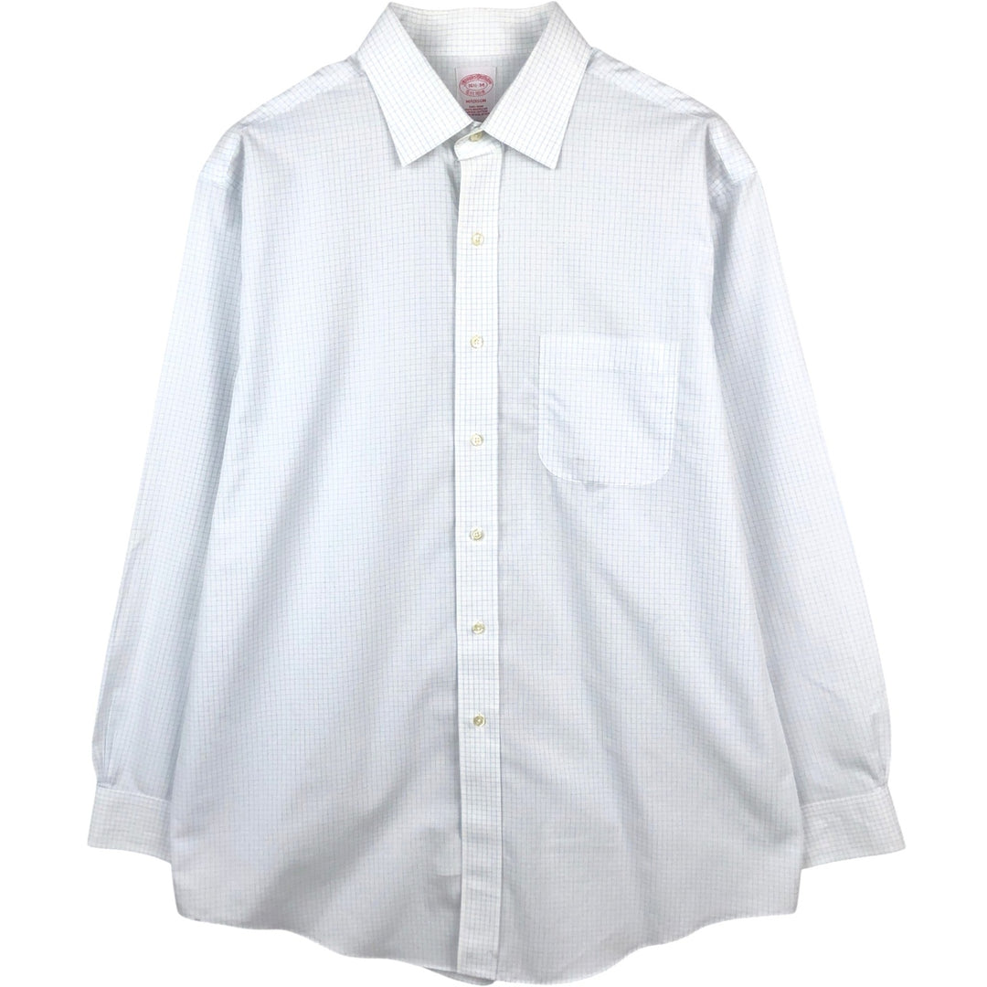 Brooks Brothers Est.1818 MADISON Long-Sleeve Cotton Check Shirt, Men's Size L (approx.) Supima Cotton white type Vintage Second Hand