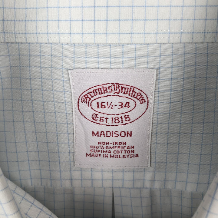 Brooks Brothers Est.1818 MADISON Long-Sleeve Cotton Check Shirt, Men's Size L (approx.) Supima Cotton white type Vintage Second Hand
