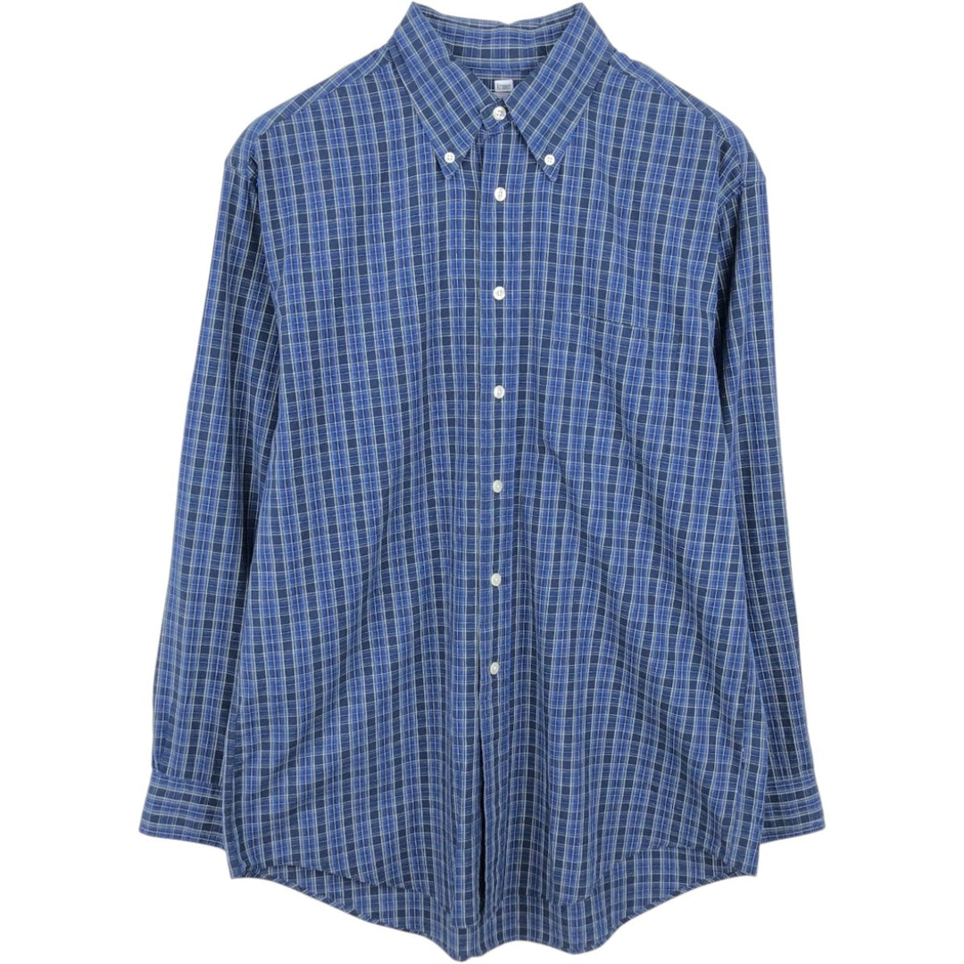 Brooks Brothers 346 Long Sleeve Button-Down Check Shirt, Men's Size Medium cotton blue type Vintage Second Hand