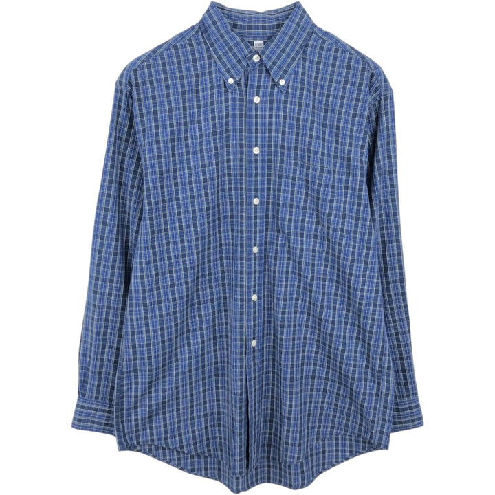 Brooks Brothers 346 Long Sleeve Button-Down Check Shirt, Men's Size Medium cotton blue type Vintage Second Hand
