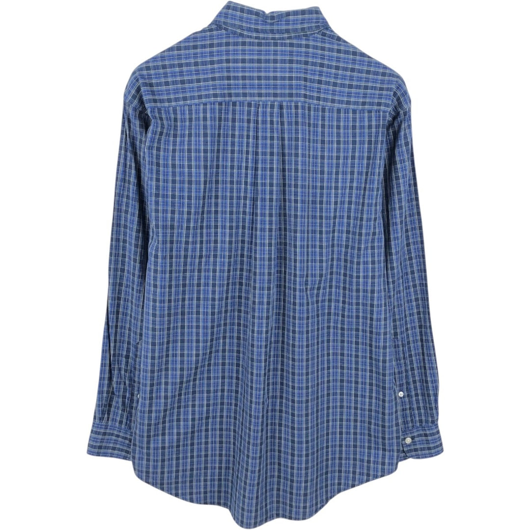 Brooks Brothers 346 Long Sleeve Button-Down Check Shirt, Men's Size Medium cotton blue type Vintage Second Hand