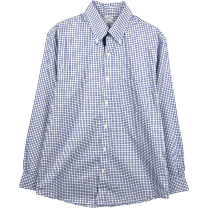 Brooks Brothers Est.1818 REGULAR Gingham Check Long Sleeve Button-Down Check Shirt (Men's Size M) cotton blue type Vintage Second Hand