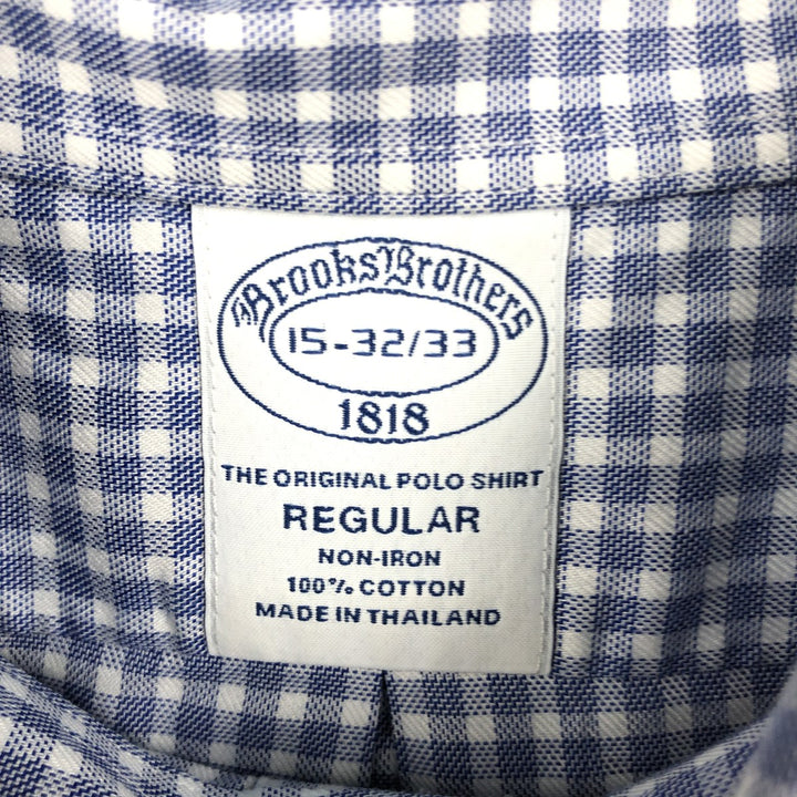 Brooks Brothers Est.1818 REGULAR Gingham Check Long Sleeve Button-Down Check Shirt (Men's Size M) cotton blue type Vintage Second Hand