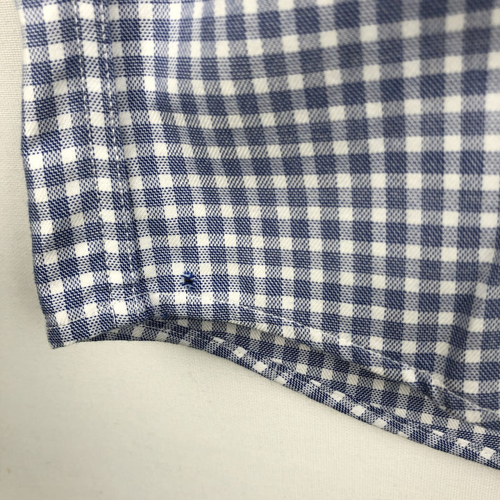 Brooks Brothers Est.1818 REGULAR Gingham Check Long Sleeve Button-Down Check Shirt (Men's Size M) cotton blue type Vintage Second Hand
