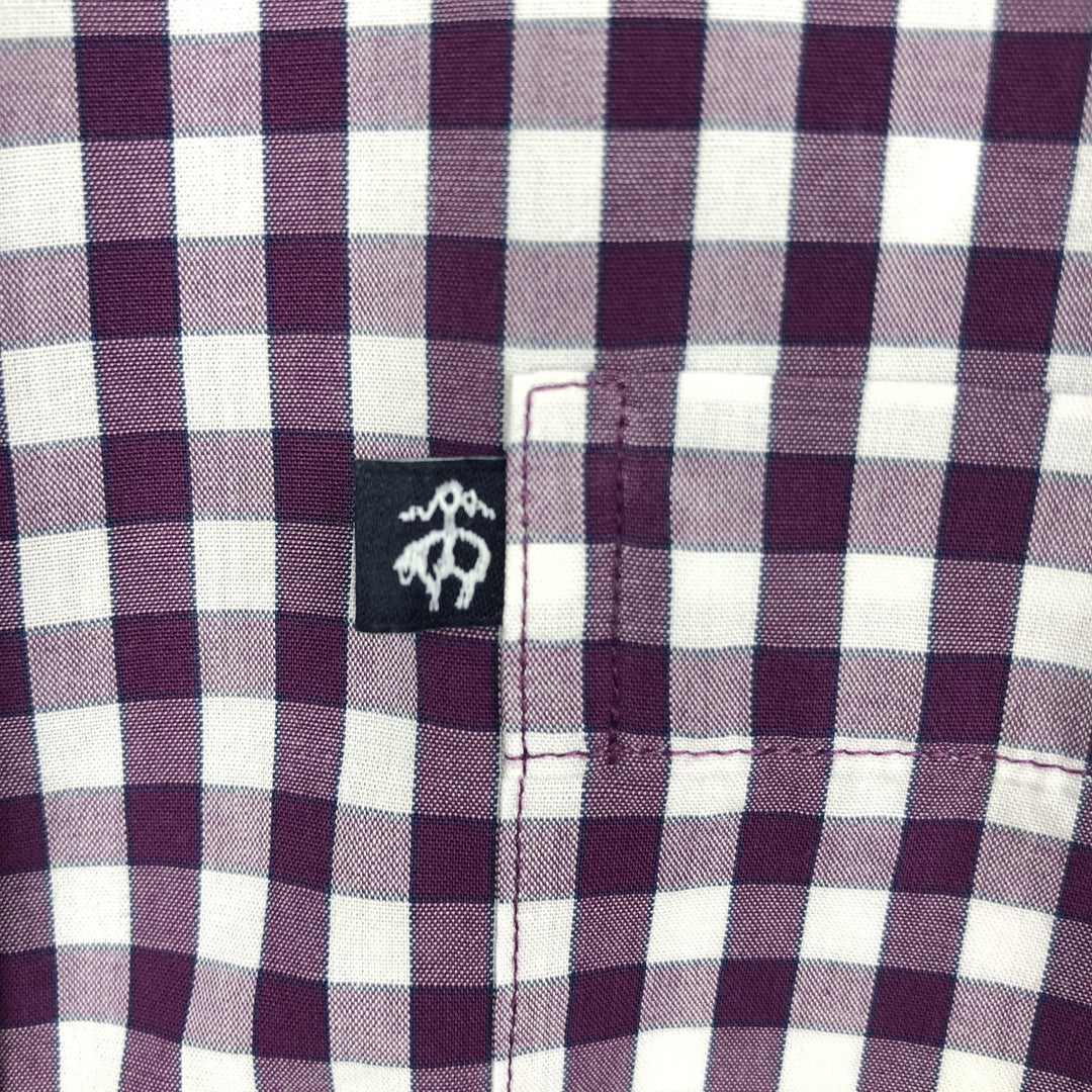 Brooks Brothers 346 Gingham Check Long Sleeve Button-Down Check Shirt, Men's Size XL (approx.) cotton Red type red-purple Vintage Second Hand