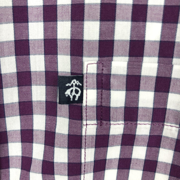 Brooks Brothers 346 Gingham Check Long Sleeve Button-Down Check Shirt, Men's Size XL (approx.) cotton Red type red-purple Vintage Second Hand