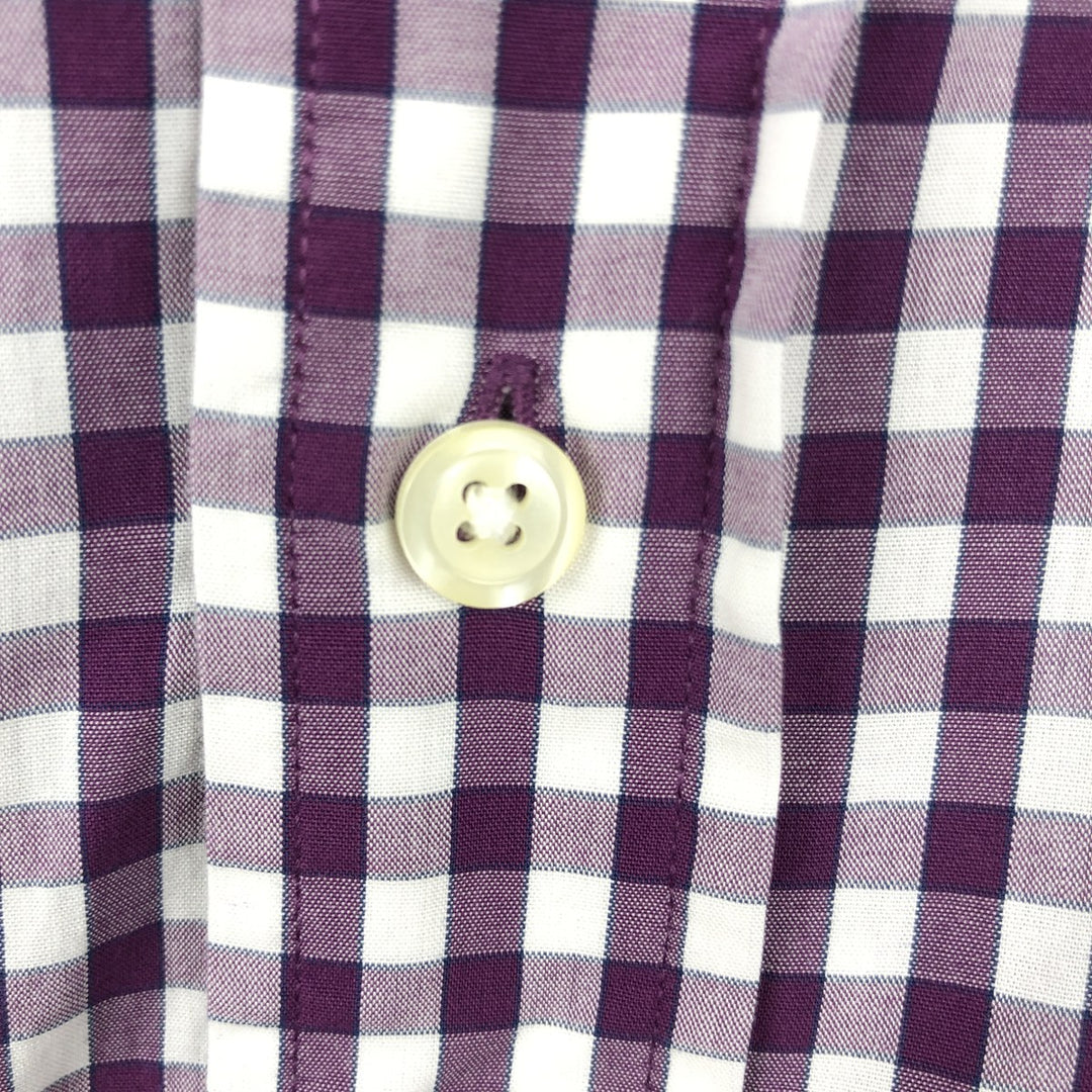 Brooks Brothers 346 Gingham Check Long Sleeve Button-Down Check Shirt, Men's Size XL (approx.) cotton Red type red-purple Vintage Second Hand
