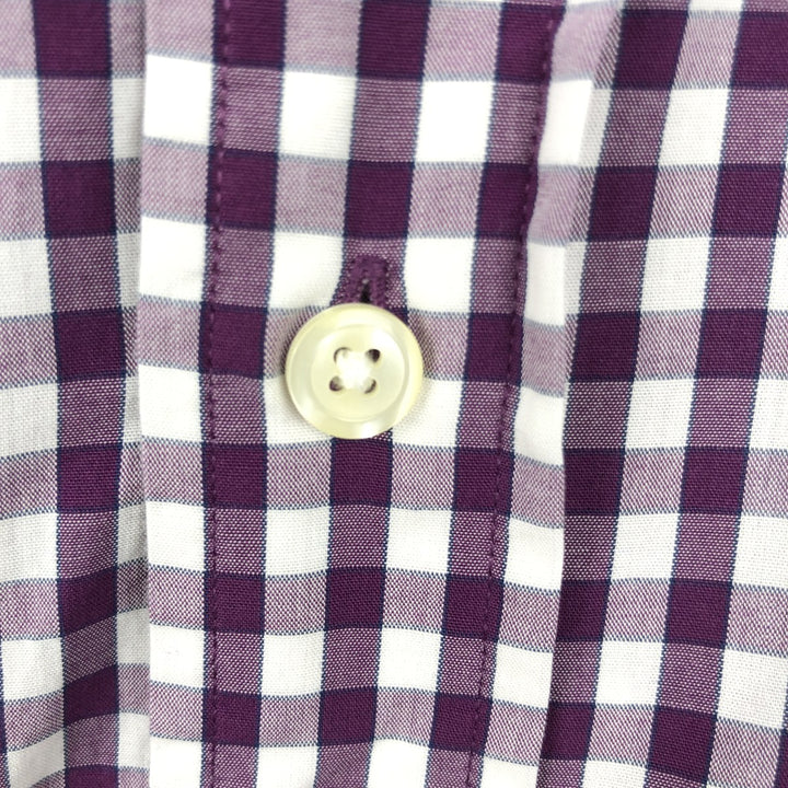 Brooks Brothers 346 Gingham Check Long Sleeve Button-Down Check Shirt, Men's Size XL (approx.) cotton Red type red-purple Vintage Second Hand
