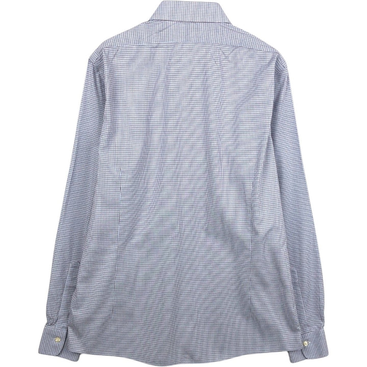 Brooks Brothers Est.1818 MILANO Long-Sleeve Cotton Check Shirt, Men's Size L (approx.) Supima Cotton blue type Vintage Second Hand