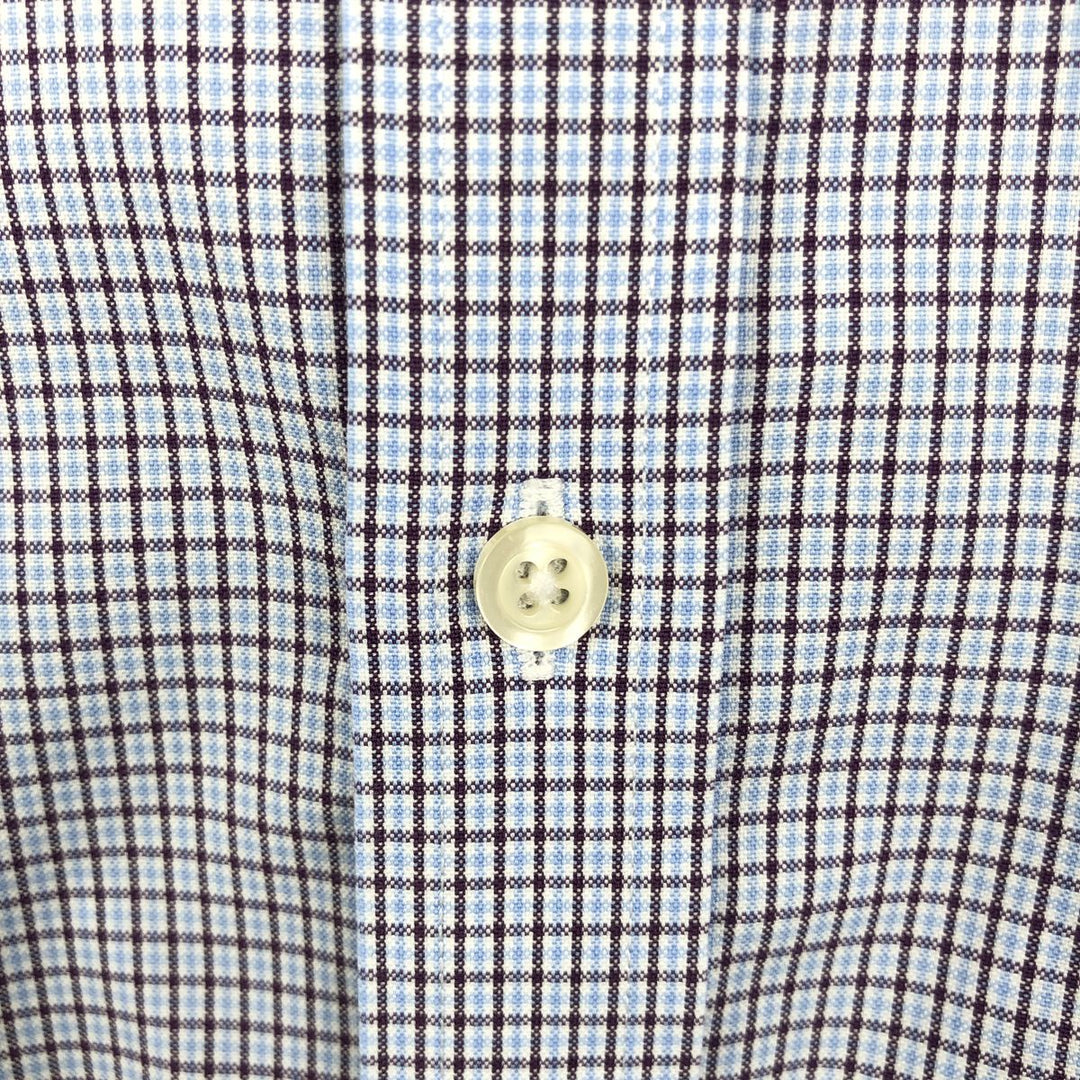 Brooks Brothers Est.1818 MILANO Long-Sleeve Cotton Check Shirt, Men's Size L (approx.) Supima Cotton blue type Vintage Second Hand