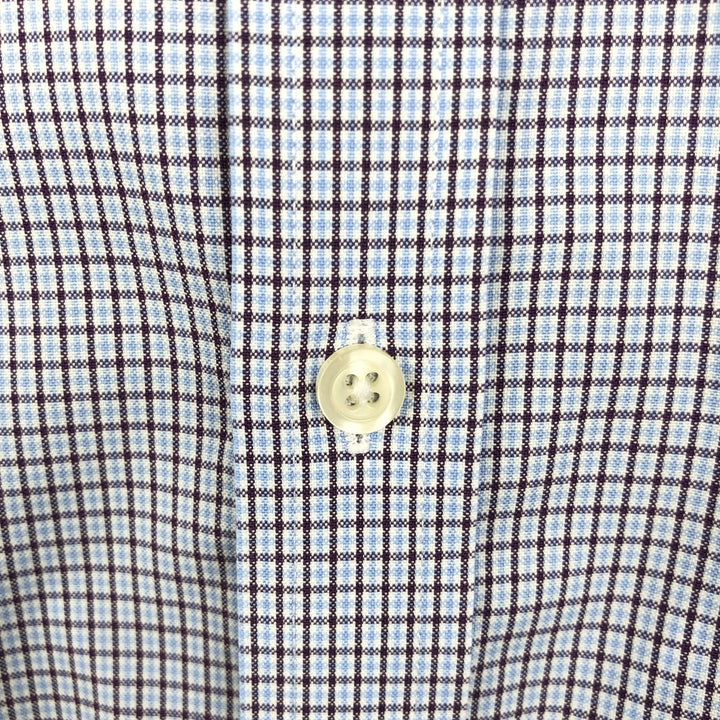 Brooks Brothers Est.1818 MILANO Long-Sleeve Cotton Check Shirt, Men's Size L (approx.) Supima Cotton blue type Vintage Second Hand