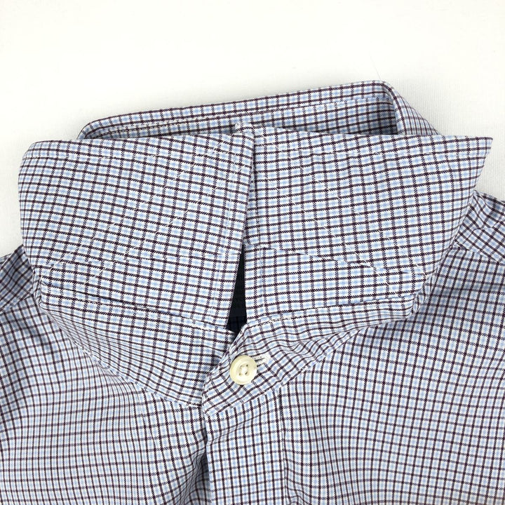 Brooks Brothers Est.1818 MILANO Long-Sleeve Cotton Check Shirt, Men's Size L (approx.) Supima Cotton blue type Vintage Second Hand