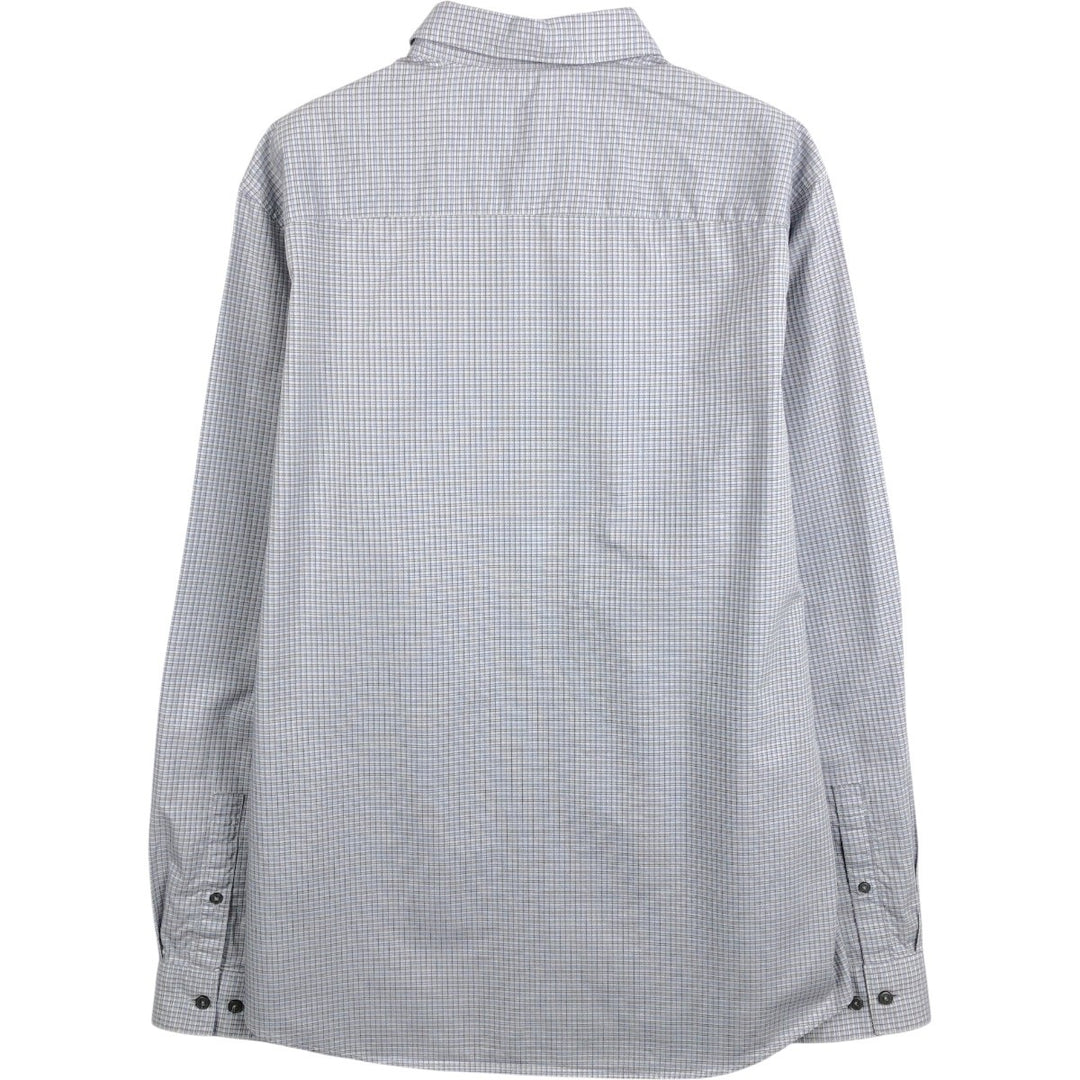 2000s- Calvin Klein long-sleeved cotton check shirt with hidden button-down collar, men's size L (approx.) cotton Blue type light blue Vintage Second Hand