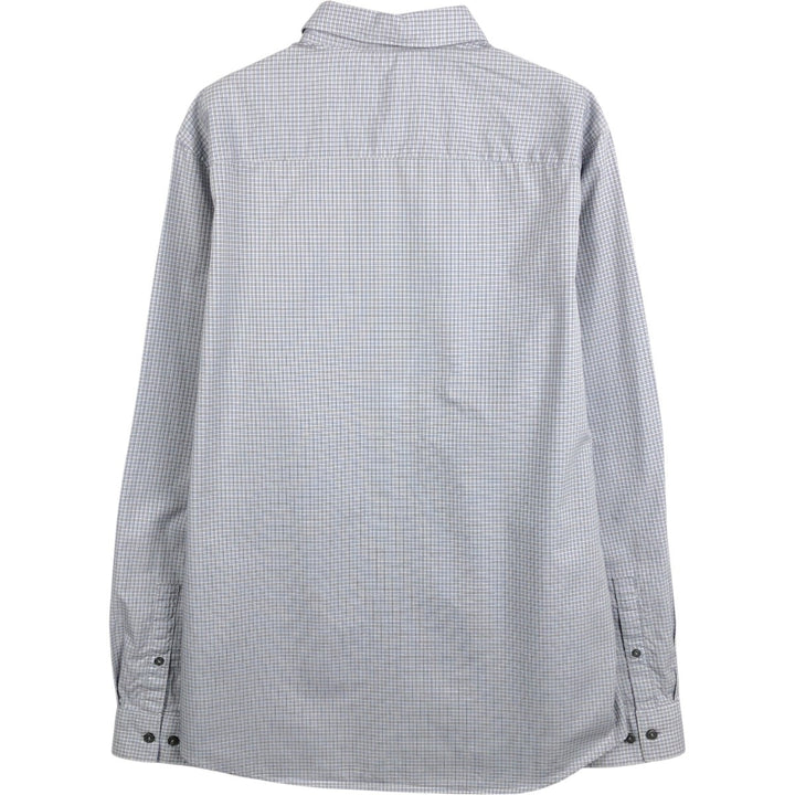 2000s- Calvin Klein long-sleeved cotton check shirt with hidden button-down collar, men's size L (approx.) cotton Blue type light blue Vintage Second Hand