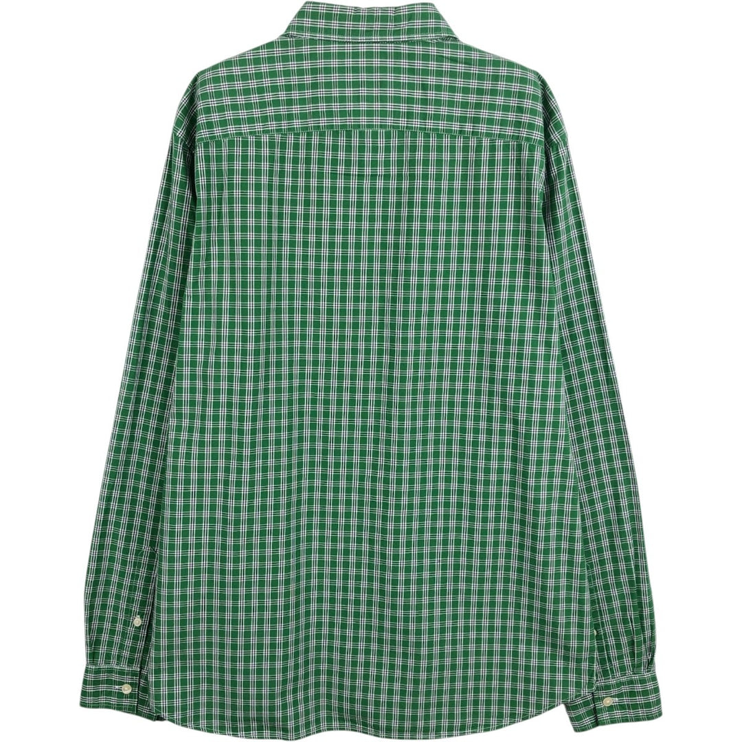 Lacoste Slim Fit Long-Sleeve Button-Down Check Shirt, Men's Size XL (approx.) cotton green type Vintage Second Hand