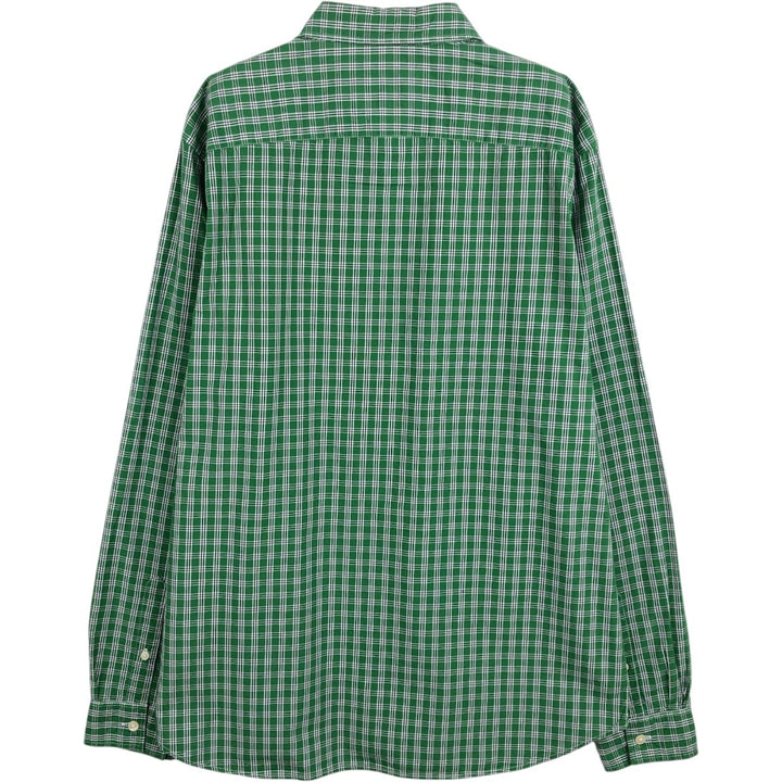Lacoste Slim Fit Long-Sleeve Button-Down Check Shirt, Men's Size XL (approx.) cotton green type Vintage Second Hand